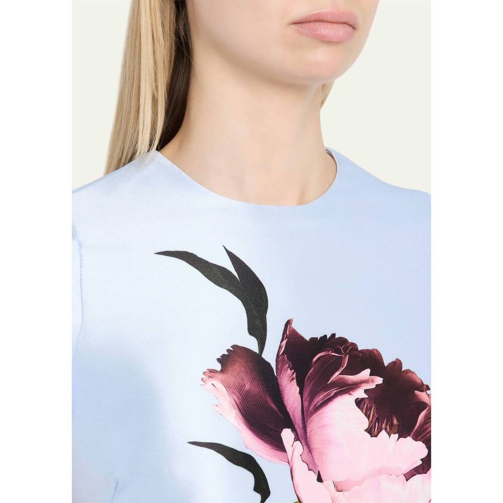 NEW TERI JON floral-print faille dress in blue - Picture 3 of 5